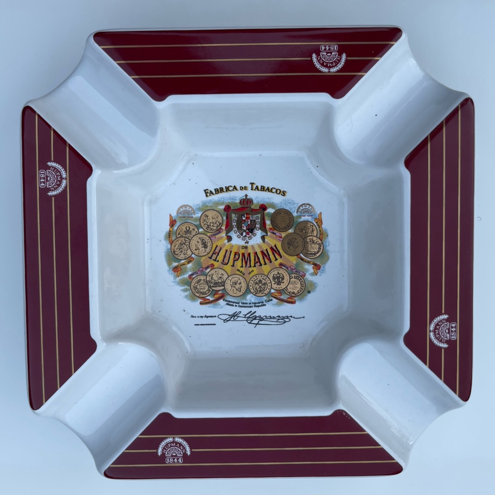 Cigar H. Upmann Ashtray Square Ceramic Gold Detail Fabrica De Tabacos